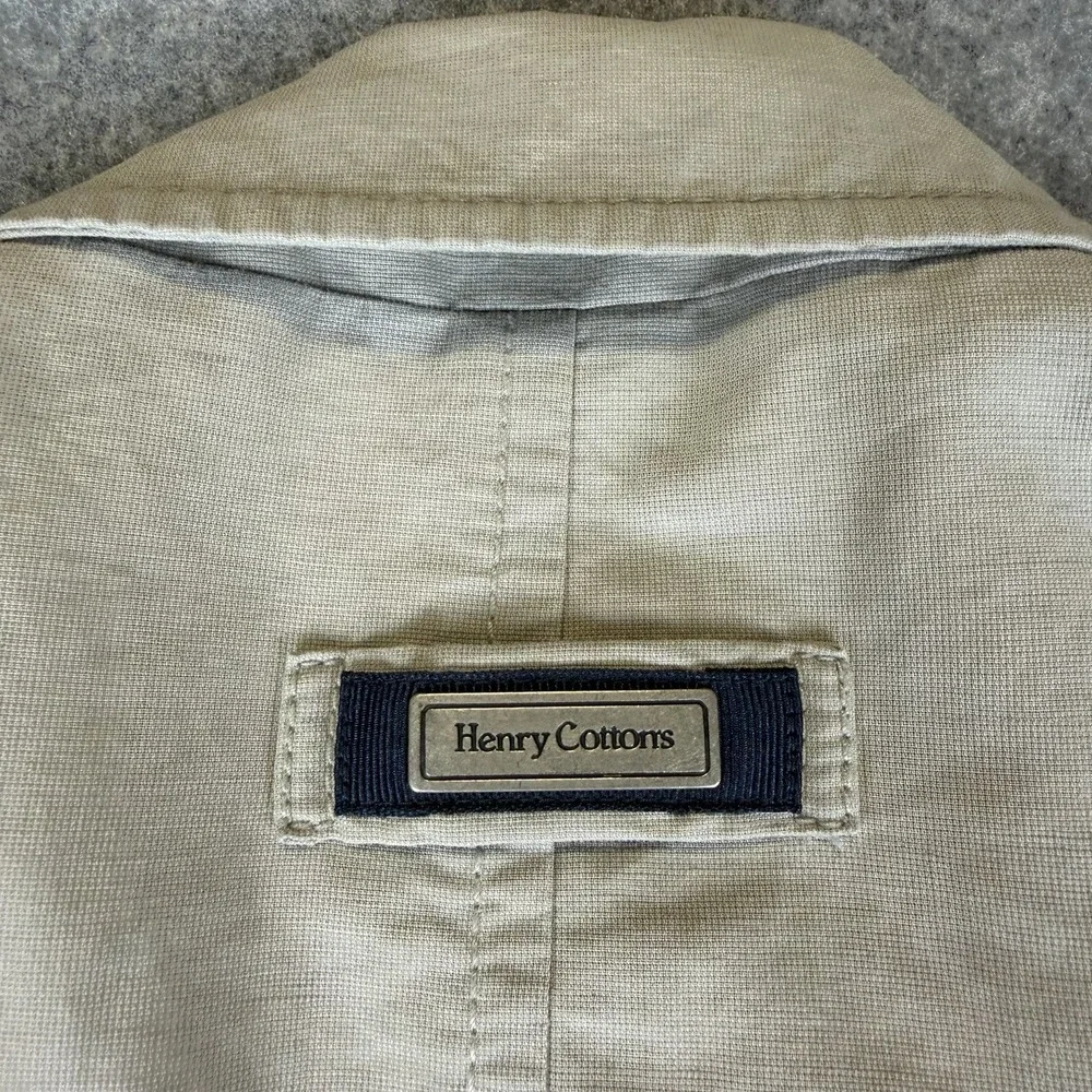 Henry Cottons Men Beige Safari Utility Jacket Blazer Size 100 Large Cotton Coat